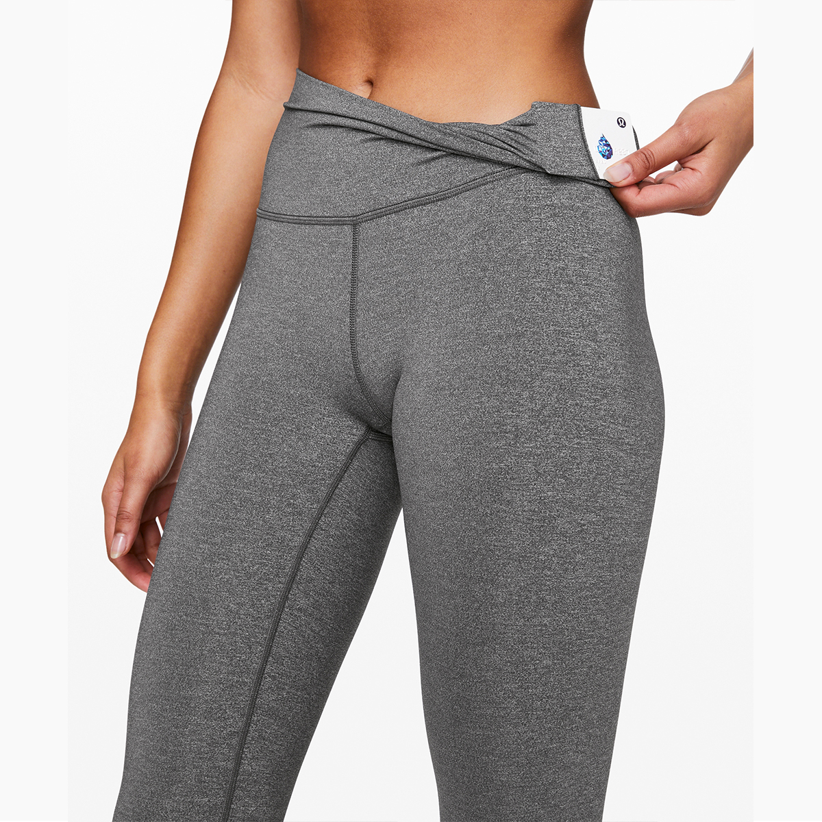 Lululemon Wunder Under Pant (Roll Down) - Heathered Black - lulu fanatics