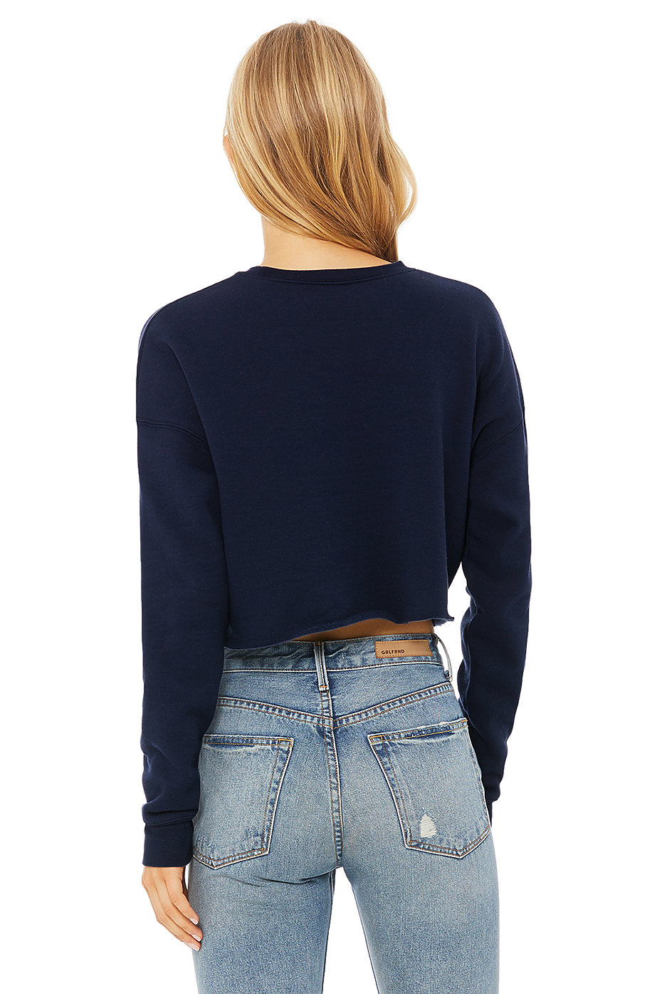 Women's Cropped Crew Fleece LS - Navy | Baptiste Institute