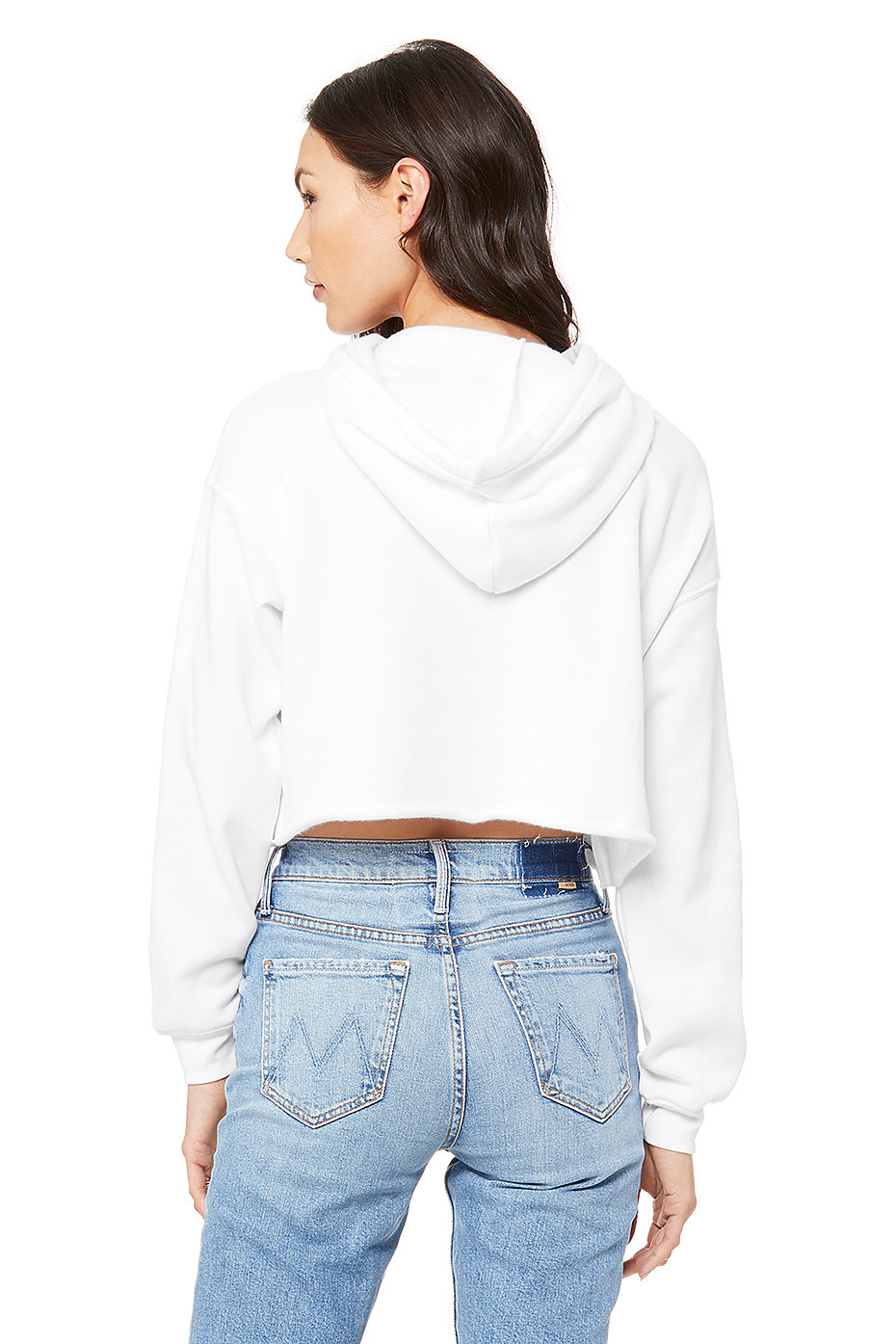 womens white cropped hoodie